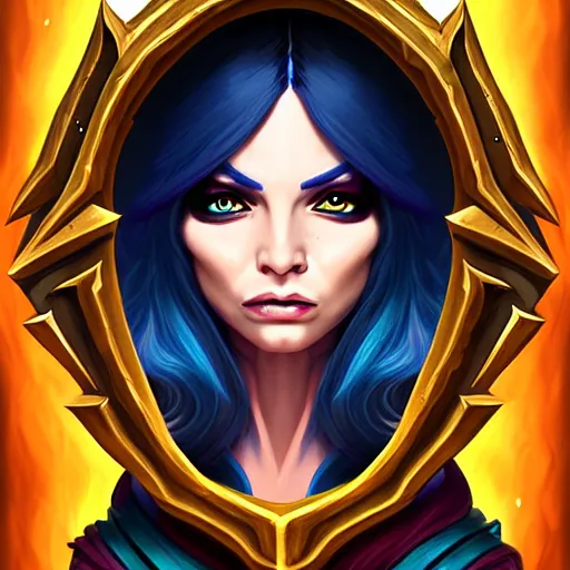 Image similar to Portrait of a sorceress, Hearthstone official trending art, exagerated accurate details, trending on MasterpieceStation in category 'Perfect eyes'