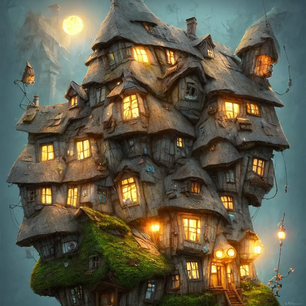 Image similar to gediminas pranckevicius high quality 3 d render very cute cyborg cottage! incorporated speakers!, cyberpunk highly detailed, unreal engine cinematic smooth, in the style of blade runner & detective pikachu, hannah yata charlie immer, moody light, low angle, uhd 8 k, sharp focus
