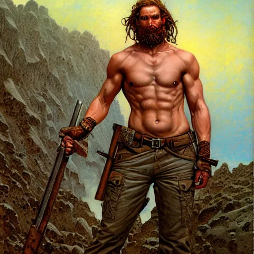 Image similar to rugged ranger, by gerald brom