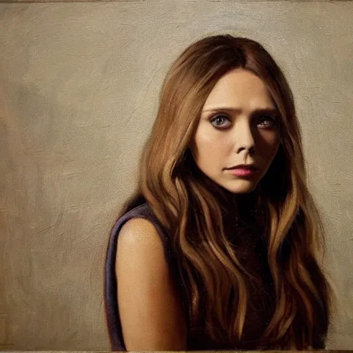 Prompt: elizabeth olsen, classic painting