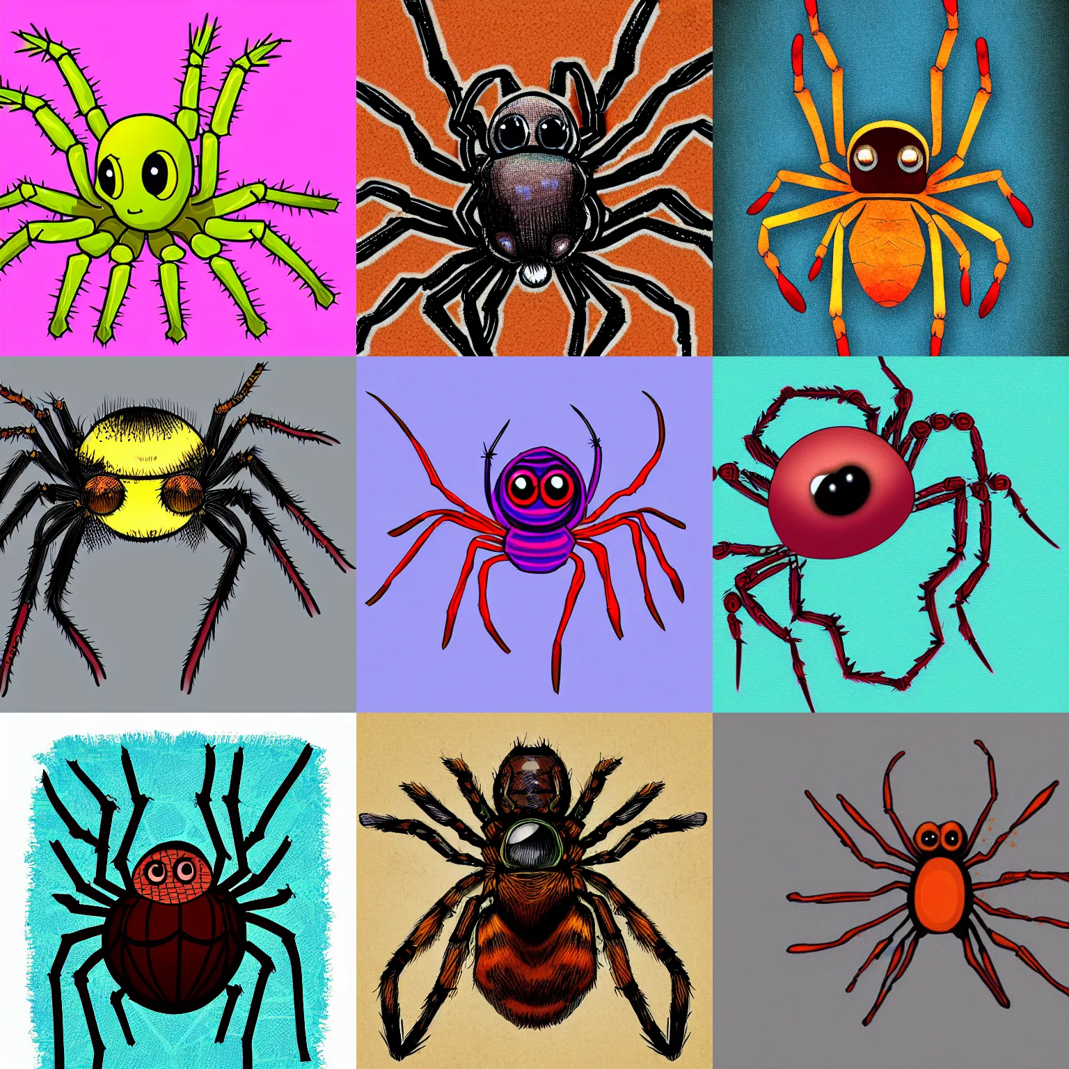 Prompt: digital art of a cute spider