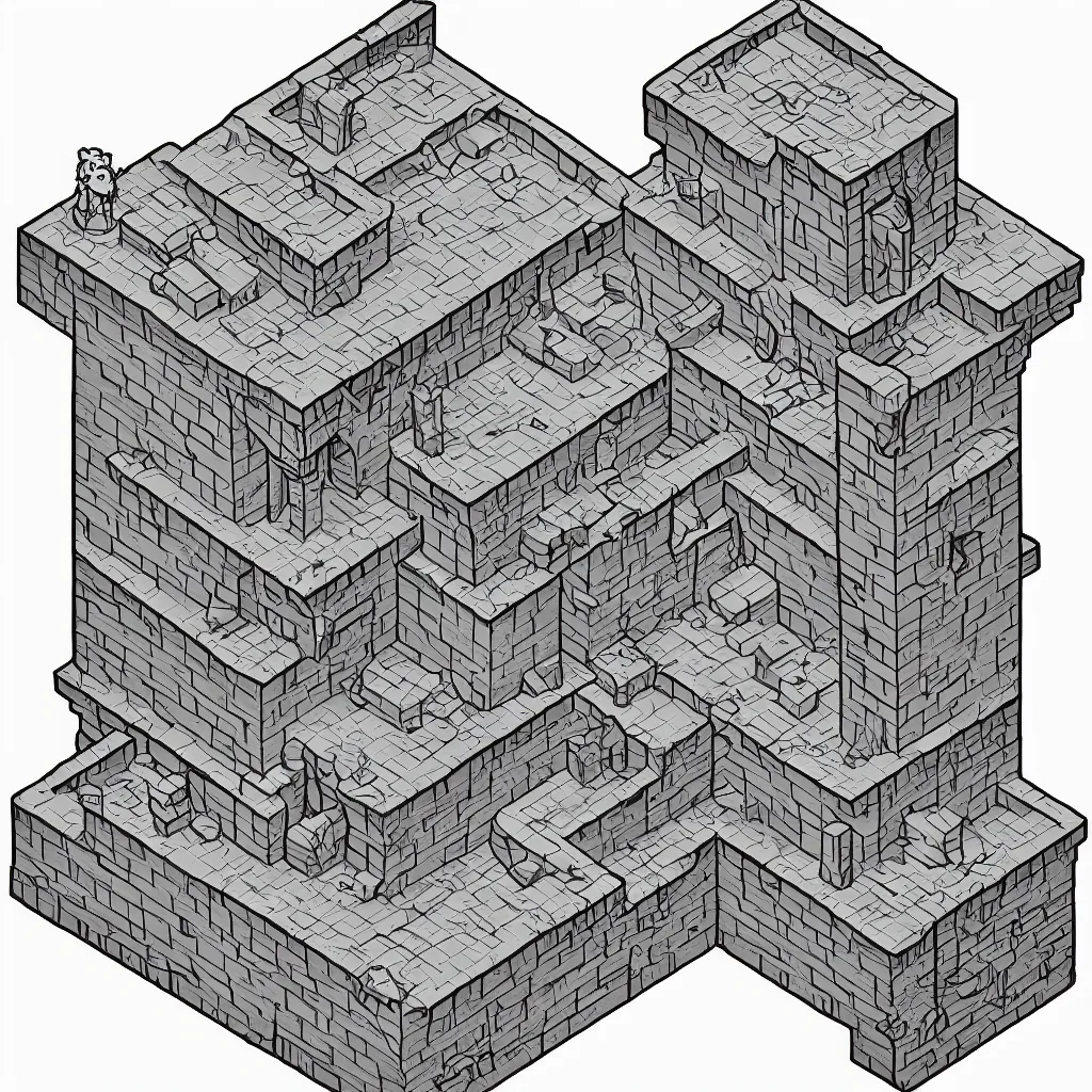 Prompt: wizard's tower, isometric lineart, individual tile png