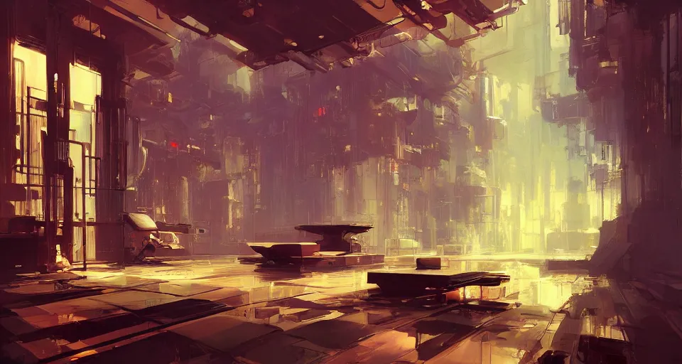 Prompt: futuristic apartment interior, intricate, elegant, vivid colors, highly detailed, john park, craig mullins, sparth, ruan jia, jeffrey catherine jones