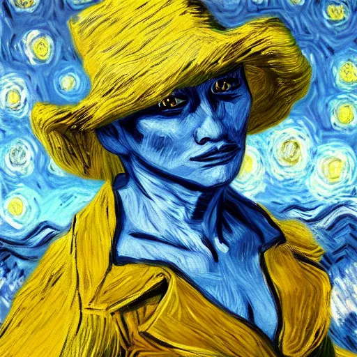 Image similar to Portrait painting of Gal Godot cosplaying as Vincent van Gogh Wonder Woman by Claude Monet, rendered in Unreal Engine, original Post Impressionist art