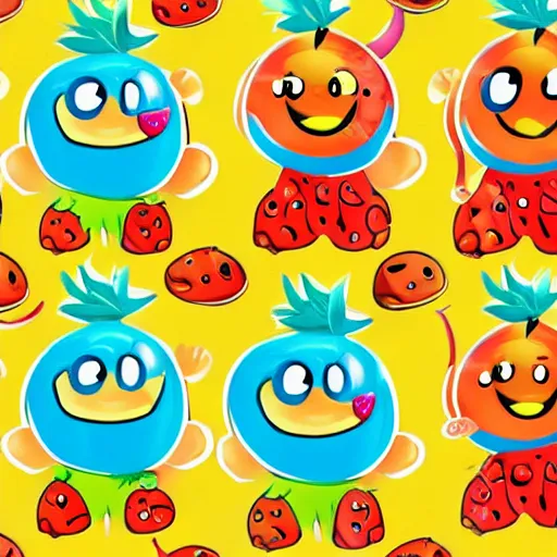 Image similar to dancing fruit, they are very happy, smiling, children illustration, 2D