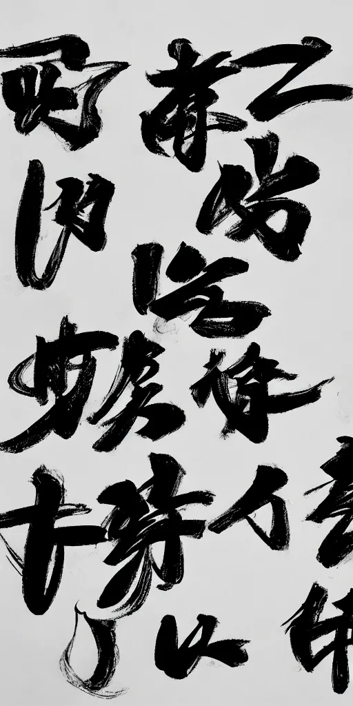 Prompt: high quality big chinese ink strokes, black and white, brush, caligraphy