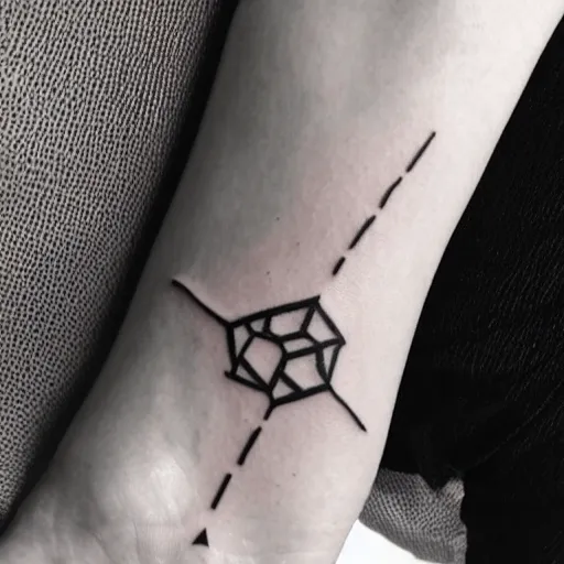 Image similar to handpoke tattoo of a simplistic black and white geometric shape, stick poke, lineart