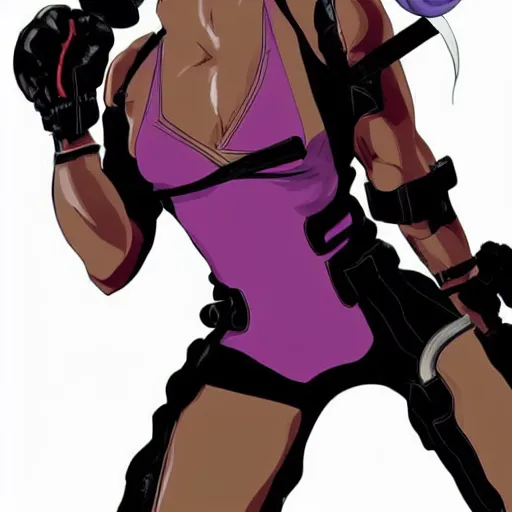 Image similar to a woman fighter styled like aeon flux peter chung