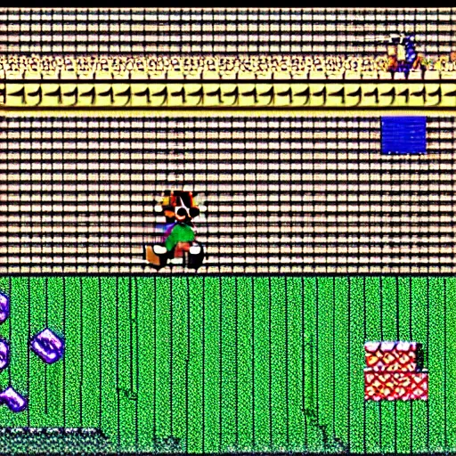 Prompt: wide shot,optical illusion,super mario world snes, high quality
