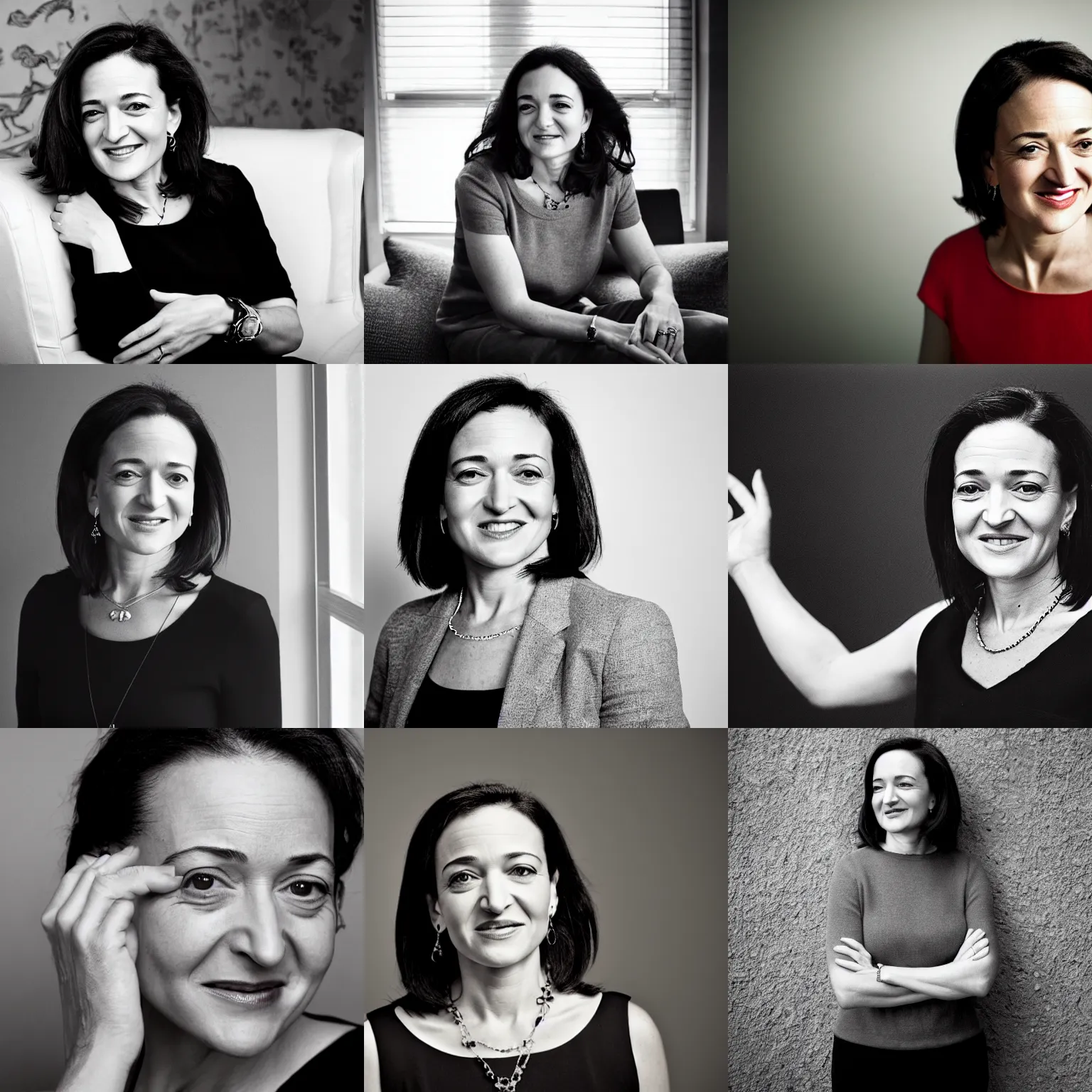 Prompt: Photo of Sheryl Sandberg with a dragon tattoo, photo by Anne Liebovitz, 24mm f/1.4