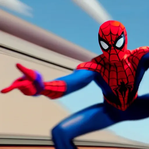 Prompt: cinematic screen of spiderman brake the train with his body