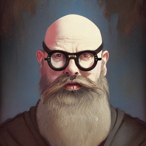 Prompt: highly detailed portrait from a balded gothic man with designer beard and googles, stephen bliss, unreal engine, fantasy art by greg rutkowski, loish, rhads, ferdinand knab, makoto shinkai and lois van baarle, ilya kuvshinov, rossdraws, tom bagshaw, global illumination, radiant light, detailed and intricate environment