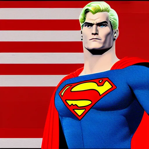 Prompt: superman blonde and wearing american flag, ultra detailed, realistic, 4 k