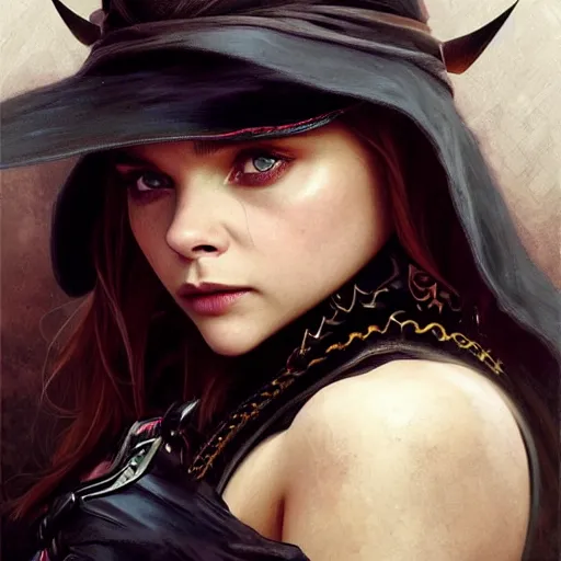 Prompt: Beautiful Chloë Grace Moretz as Bat Girl, western, D&D, fantasy, intricate, elegant, highly detailed, digital painting, artstation, concept art, matte, sharp focus, illustration, art by Artgerm and Greg Rutkowski and Alphonse Mucha