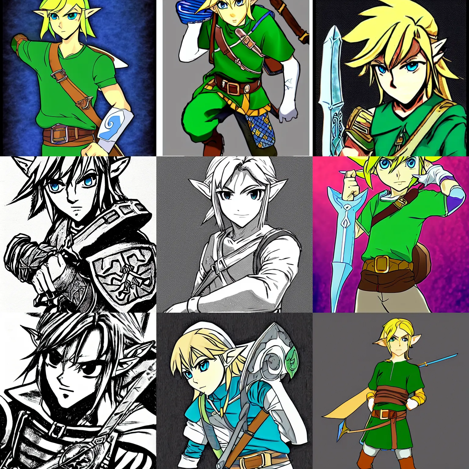 Prompt: link from zelda, anime style, manga style
