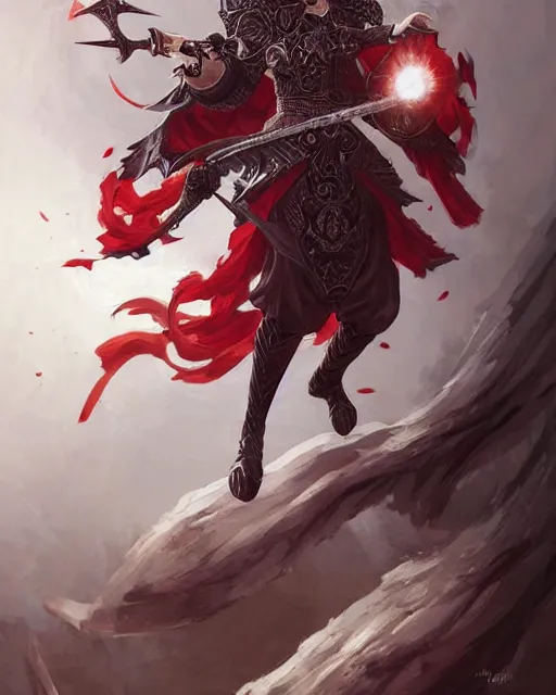 Image similar to mage fighting a shinigami, ivory carved mantle, red hair straight bangs wearing ivory carved bone armor, bone plants, intricate, elegant, highly detailed, digital painting, full body concept art, smooth, ultra wide angle horizon, illustration, art by artgerm, greg rutkowski, ilya kuvshinov