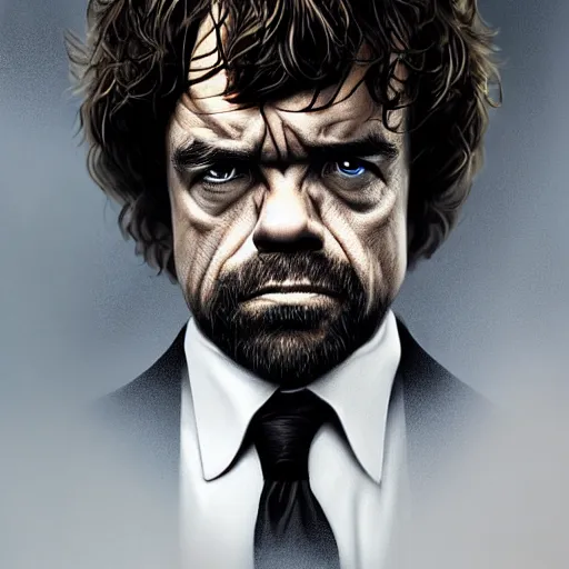 Image similar to peter dinklage as james bond, digital painting, extremely detailed, 4 k, intricate, brush strokes, mark arian, artgerm, bastien lecouffe - deharme