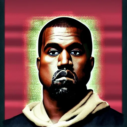 Prompt: kanye west in fashwave style