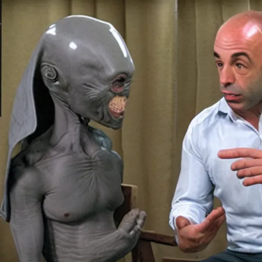 Prompt: joe rogan interviewing a gray alien