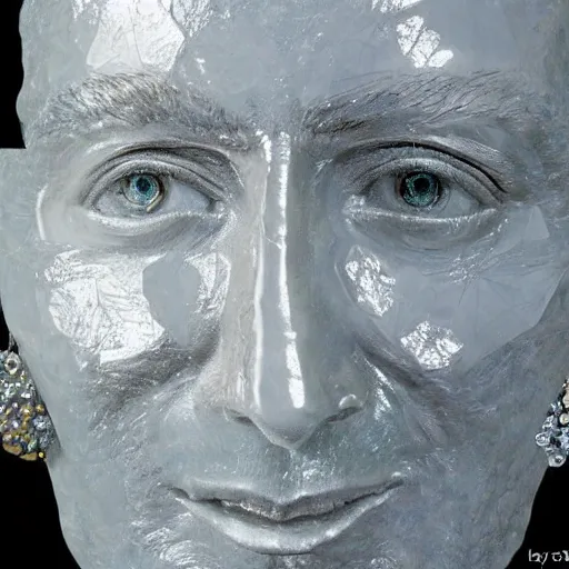 Prompt: a beautiful human face made out of crystal