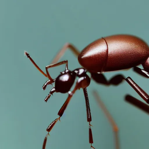 Image similar to an ant with small robotic parts. macro photograph. nikon.