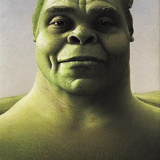Prompt: portrait of Shrek by Beksiński