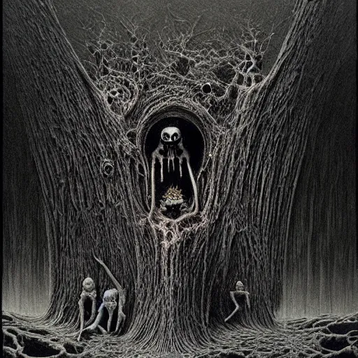 Image similar to merge skeletons in the hundeds reaching out the borken portal to hell, artwork by beksinski gammell mcfarlane giger realsistic horror, wispy prismatic neon ink horrors, fluorescent matte painting glow in the dark