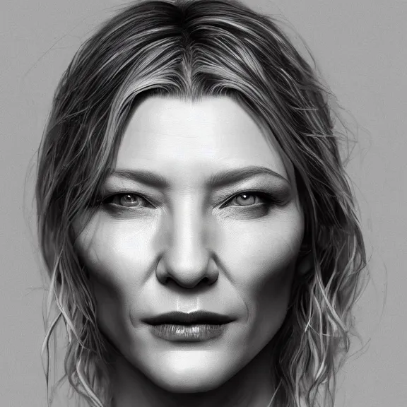 Image similar to a centered symmetrical portrait of cate blanchett as a demon, hyper detailed, facial texture, cinematic light, octane render, artstation