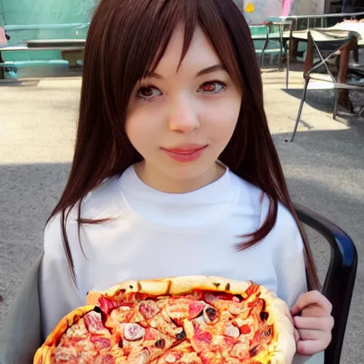 Image similar to anime girl with a pizza