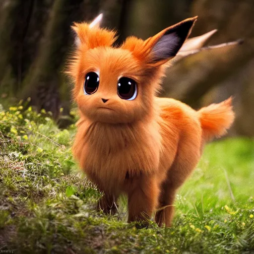 Image similar to national geographic professional photo of eevee in the wild, award winning