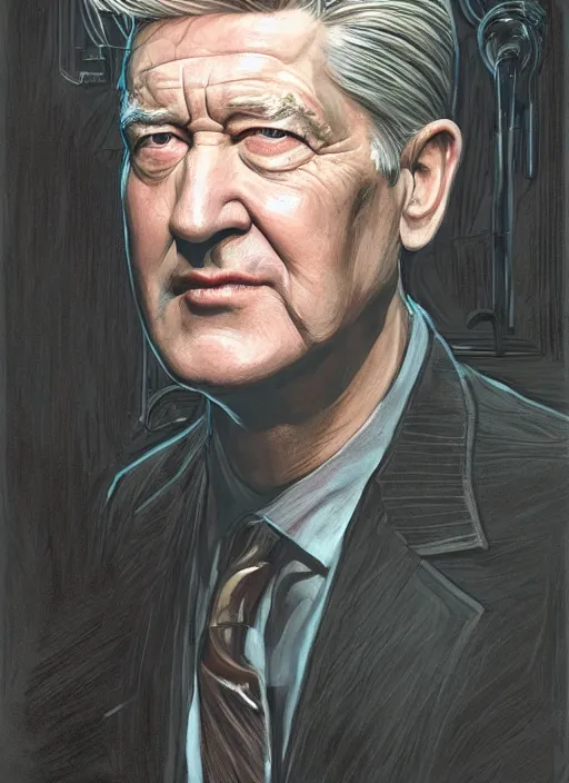 Prompt: portrait of david lynch in re - animator ( 1 9 8 5 ), highly detailed, centered, solid color background, digital painting, artstation, concept art, smooth, sharp focus, illustration, donato giancola, joseph christian leyendecker, les edwards, ed repka, wlop