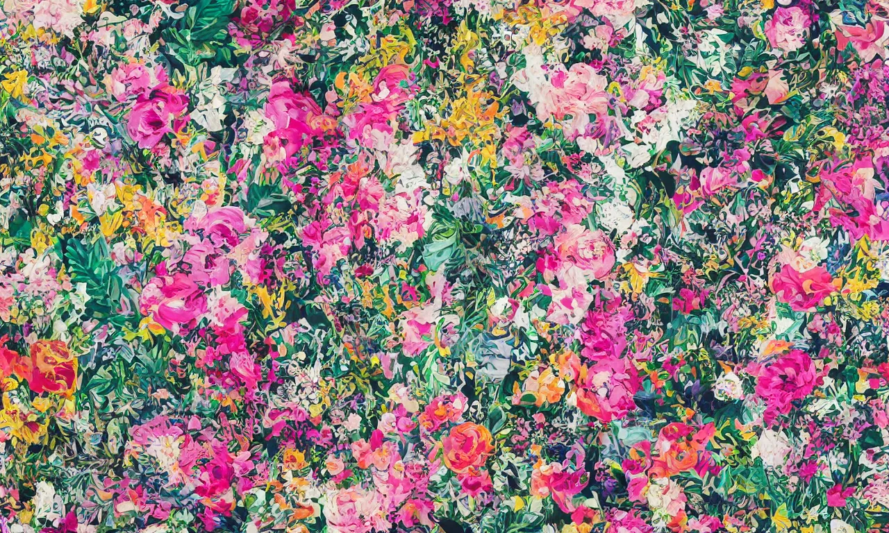 Image similar to extreme floral maximalism