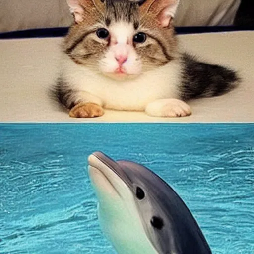 Prompt: Extremely cute!!! dolphin cat hybrid