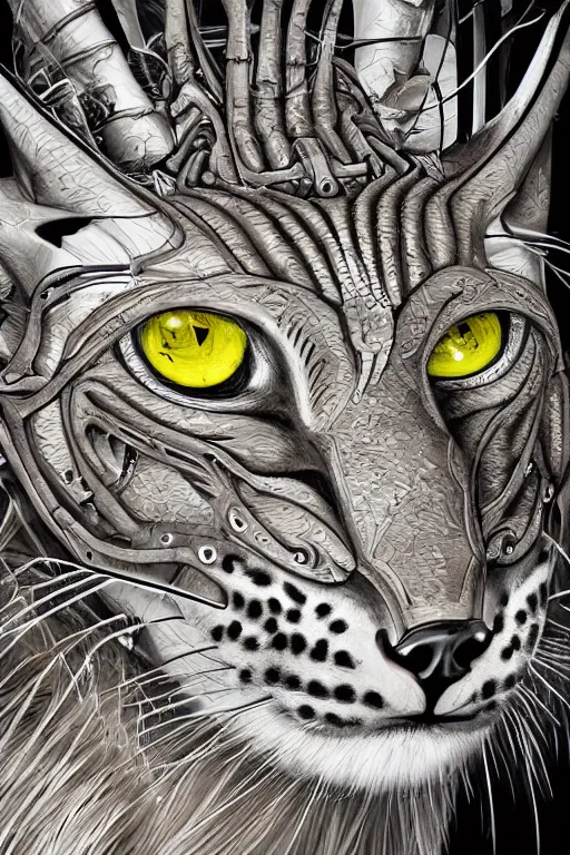 Image similar to detailed portrait artwork of a biomechanical lynx by subjekt zero