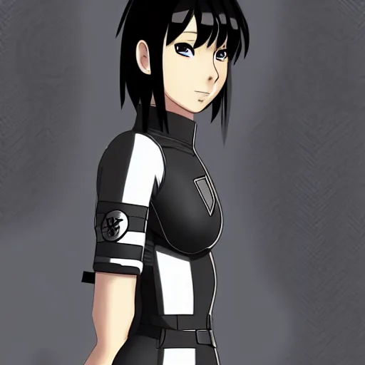 Anime Major motoko kusanagi in all black uniform