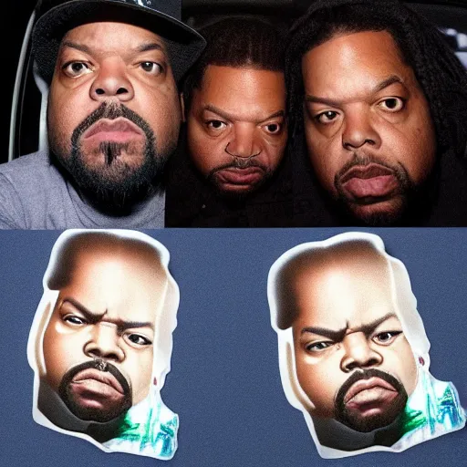 Image similar to face of rapper ice cube in an ice cube