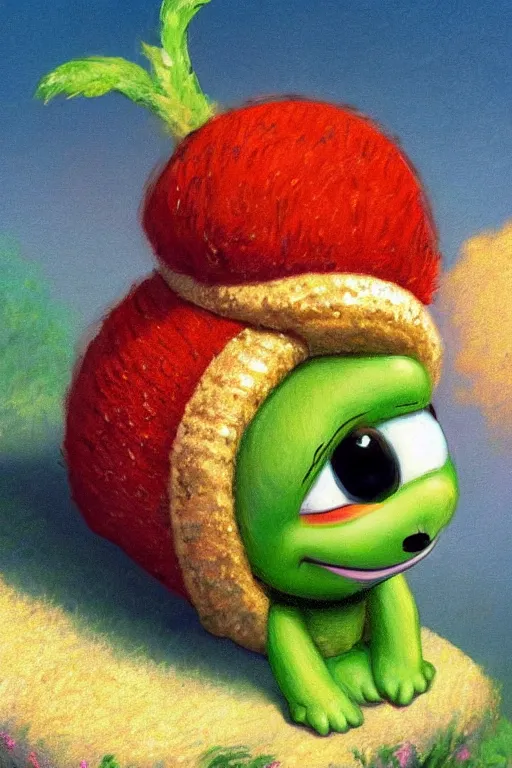 Prompt: cute smiling caterpillar, beautiful, art by Thomas Kinkade and Pixar and Disney, trending on artstation