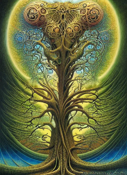 Image similar to tree of life by roger dean and andrew ferez, art forms of nature by ernst haeckel, divine chaos engine, symbolist, visionary, art nouveau, botanical fractal structures, organic, detailed, realistic, surreality