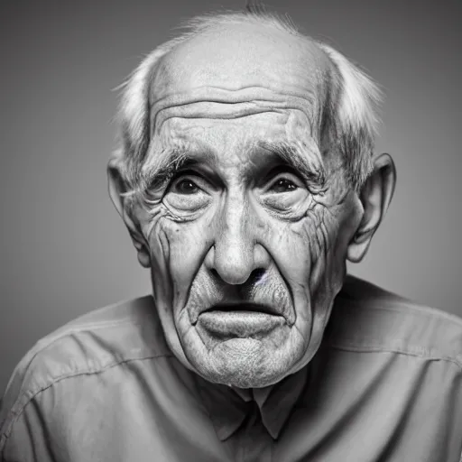 Prompt: old man with lots of wrinkles, expressive portrait, photorealistic