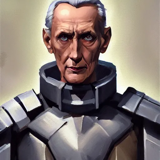 Image similar to greg manchess portrait painting of armored moff tarkin as overwatch character, medium shot, asymmetrical, profile picture, organic painting, sunny day, matte painting, bold shapes, hard edges, street art, trending on artstation, by huang guangjian and gil elvgren and sachin teng