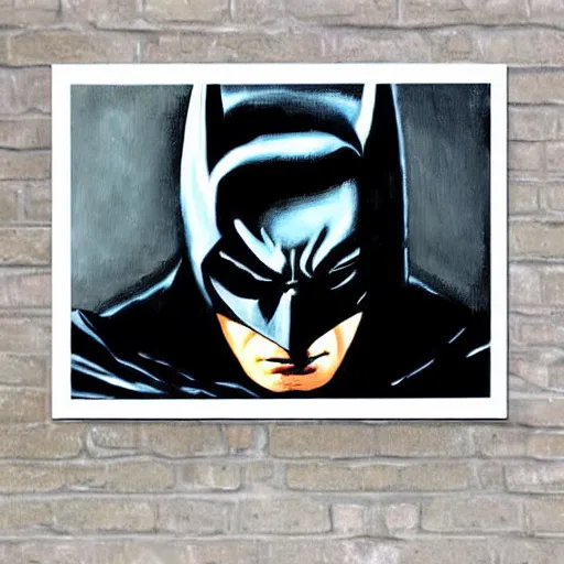 Image similar to Painting of a batman dark knight by Christopher Nolan oil painting