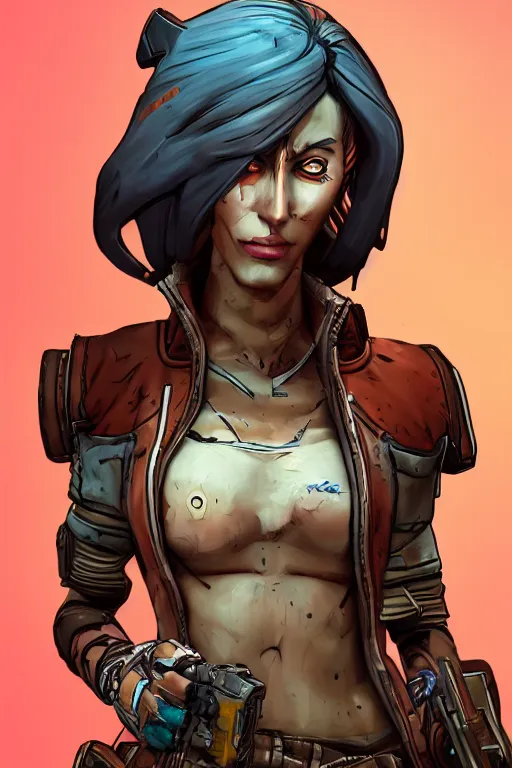 Image similar to borderlands style female character, intricate, highly detailed, digital painting, artstation, concept art, smooth, sharp focus, illustration