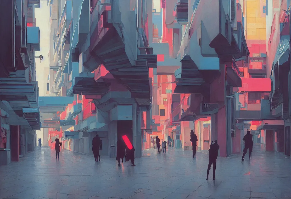 Prompt: sad and heartbreaking painting of the empty streets of tel aviv, vivid colors, neon, art by ( ( ( kuvshinov ilya ) ) ) and wayne barlowe and francis bacon and artgerm and wlop and william - adolphe bouguereau