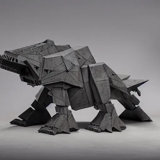 Image similar to a fusion between the tarrasque and an AT-AT, flat grey color, CG