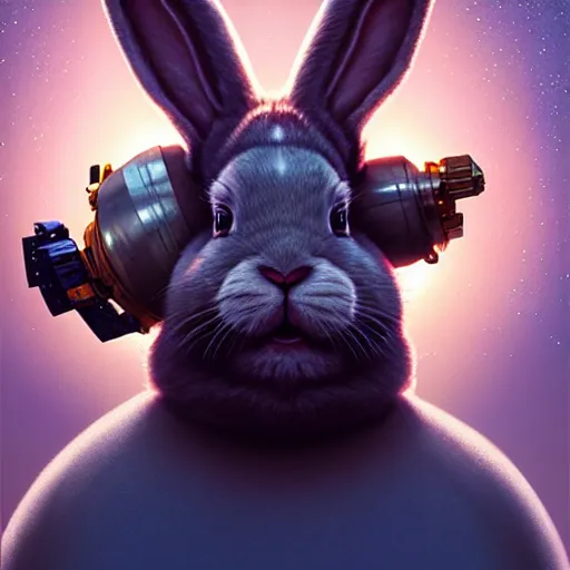 Prompt: hyper realistic, space balls the movie, portrait of a mega derpy john candy, big chungus, with bunny ears, stoned, by greg rutkowski, scott m fischer, artgerm, loish, slight glow, atmospheric, anne stokes, alexandros pyromallis