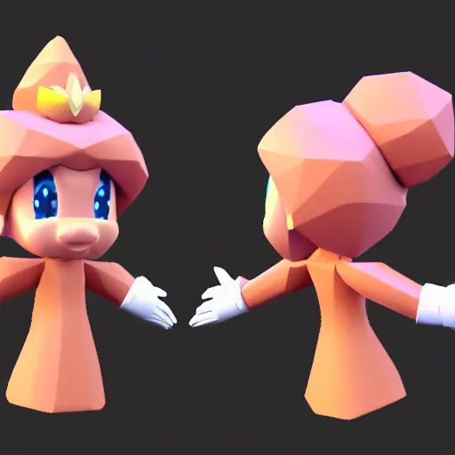 Prompt: low poly render of princess peach