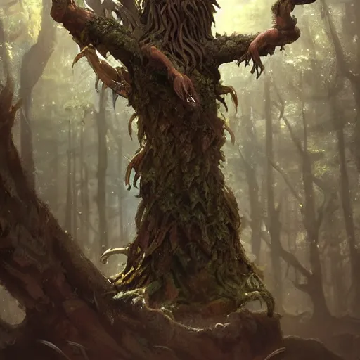 Image similar to a rat creature, in the shape of a ent, by greg rutkowski, trending on art station, highly detailed, magic the gathering, matte painting