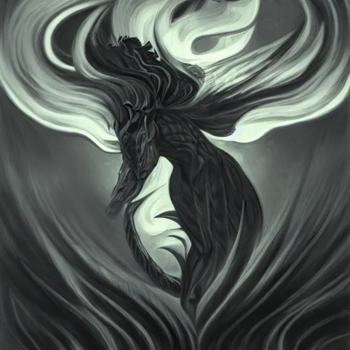 Image similar to full body grayscale drawing by Anato Finnstark of wingless balrog in heroic pose, swirling flames, alphonse mucha,