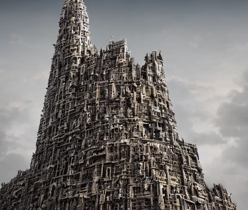 Image similar to a photo of the Babel Tower, cinematic, 8k HDR, highly detailed, high quality, godrays, hyperrealistic