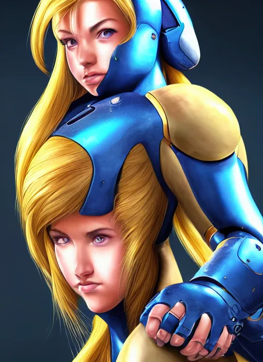 Prompt: beautiful portrait of Samus Dread , character design by Mark Brooks and Brad Knuckle 4k detailed, soft lighting